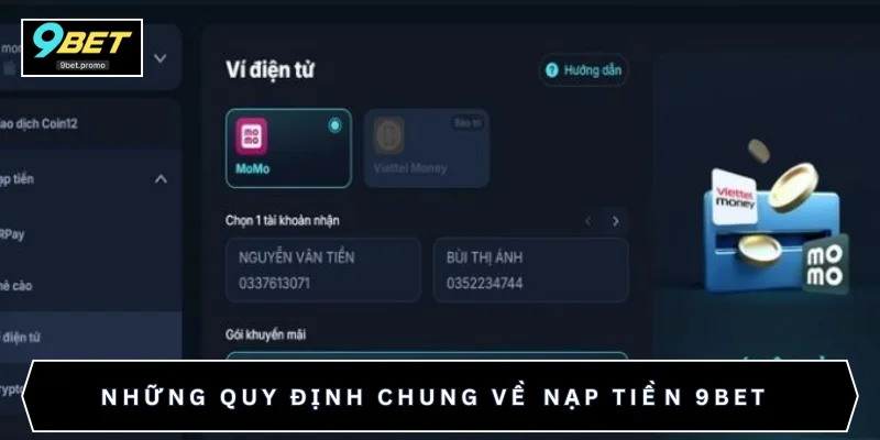 Những quy định chung về nạp tiền 9BET